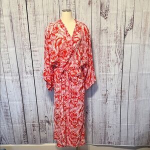 Tropical Red Floral Women Swim Coverup